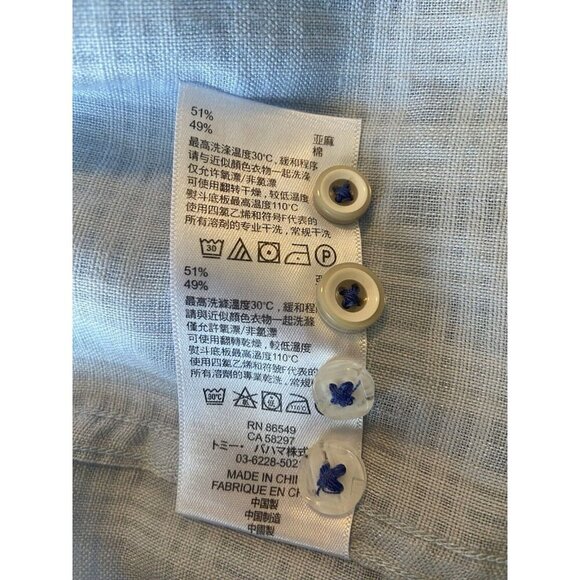 Tommy Bahama Mens Button Up Shirt Linen Cotton Blend Size Large Shirt Light Blue - Picture 12 of 15